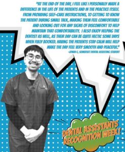 Jonah C., a student in the Somerset, NJ campus reflected on what makes this a rewarding career choice for him: “At the end of the day, I feel like I personally made a difference in the life of the patients and in the practice itself. from providing self-care instructions, to getting to know the patient during small talk, making them feel comfortable and looking out for any signs of discomfort to help maintain that comfortability. I also enjoy helping the Dentist as well, as their day can be quite hectic some days when fully booked. Having the patients stay calm will help make the day feel very smooth and peaceful.”