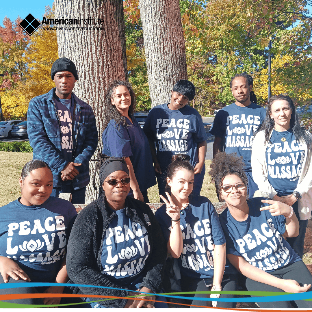 Massage Therapy Students pictured from American Institute Cherry Hill campus